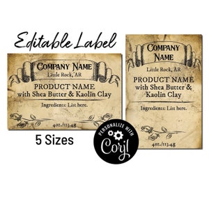 Product Label Template, Antique Paper 2x3, 3x2, 4x2. Customize Online, Download & Print. Custom Printable Labels for Jars, Wax Melt, Candles