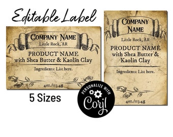 Product Label Template, Antique Paper 2x3, 3x2, 4x2. Customize Online, Download & Print. Custom Printable Labels for Jars, Wax Melt, Candles