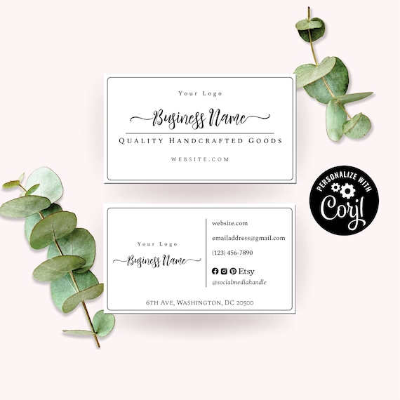 Business Card Template, Simply Natural Small Business Card Design. Kraft Printable  Business, Company Cards. Edit Online, Download Print. 