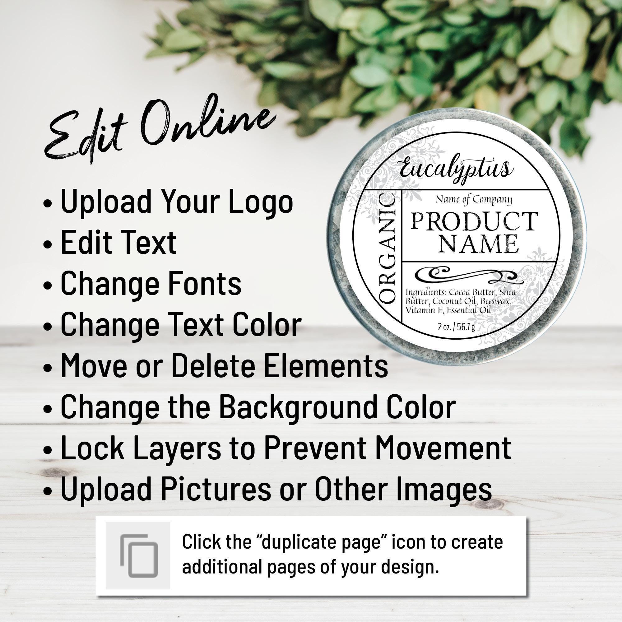 Editable Circle Label Template, Apothecary Custom Digital Product ...