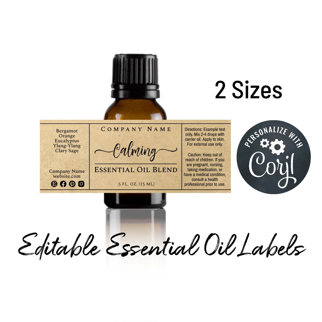 Essential Oil Bottle Label Template, Simply Natural. 10ml 15 Ml ...