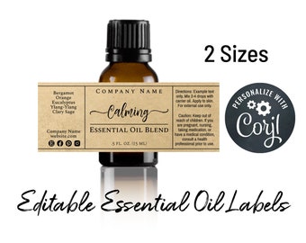 Essential Oil Bottle Label Template, Simply Natural. 10ml 15 ml Personalize Online. DIY Printable Amber Glass Bottle Editable Label Stickers