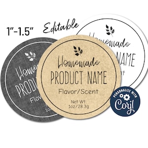 Mini 1"-1.5" Natural & Sophisticated Editable Round Labels. Edit Label Template Online, Download Print. Labels for Small Jars, Tins, Sticker