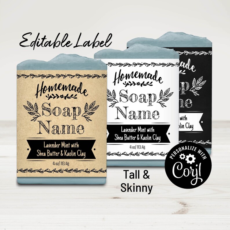 Editable Soap Label Template. Tall & Skinny Hand-Drawn Design. | Etsy