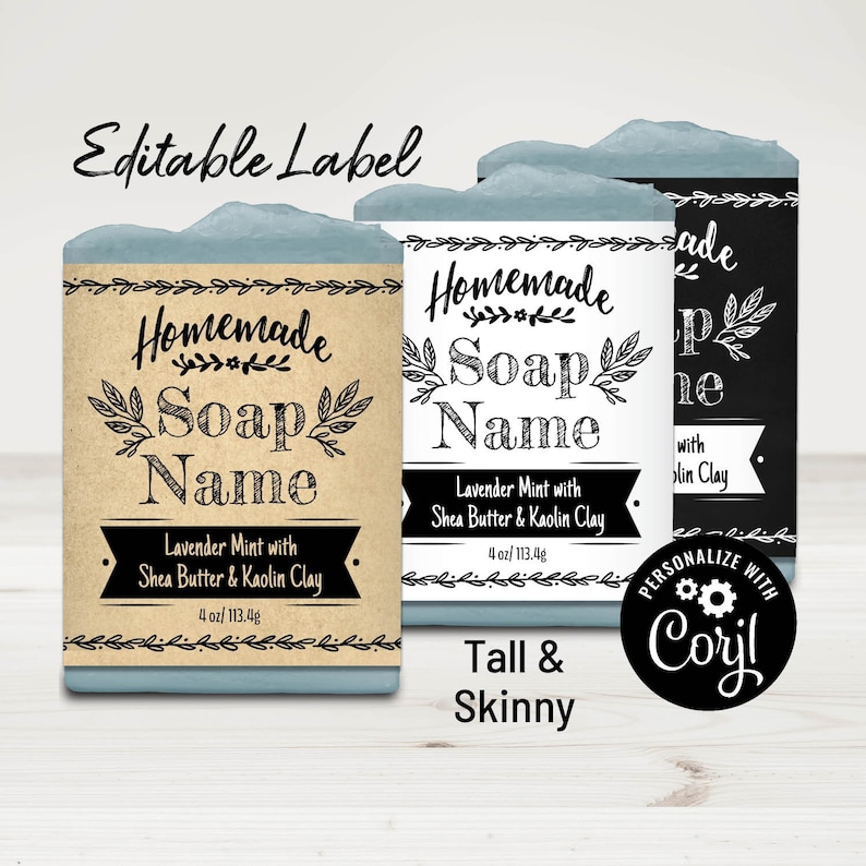 Editable Soap Label Template. Tall & Skinny Hand-Drawn Design. | Etsy