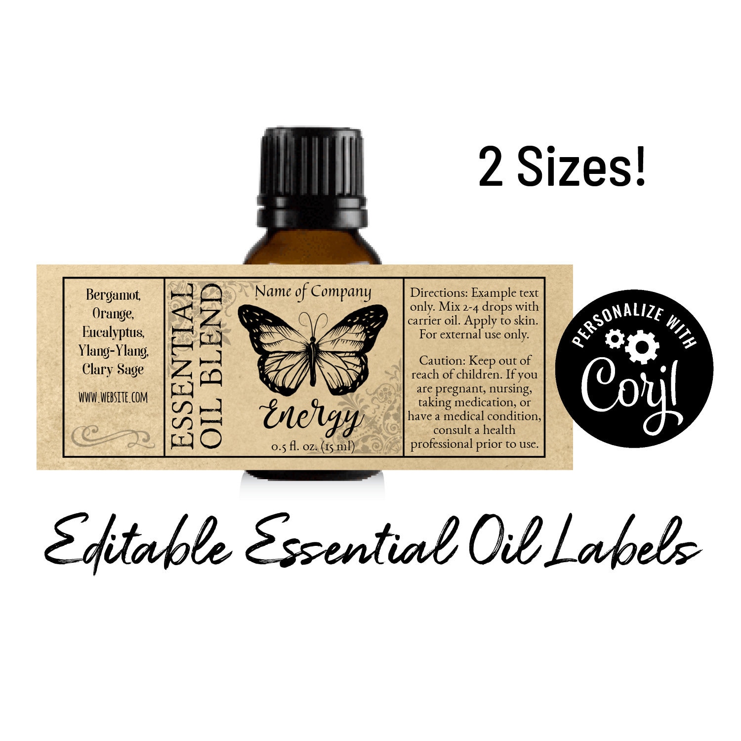 Essential Oil Bottle Label Butterfly on Kraft Paper.  Etsy Pertaining To Butterfly Labels Templates
