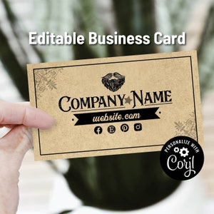 Lässige Visitenkarte Vorlage für Country Store mit Bart. Barber, Shaving Business Visitenkarten-Design. Online bearbeiten, herunterladen und drucken. C.S