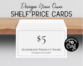 Price Tag, Table Tent Card Template, Shelf Price Card Template. Editable Small Business Place Cards for Farmer's Market, Art Shows, Displays