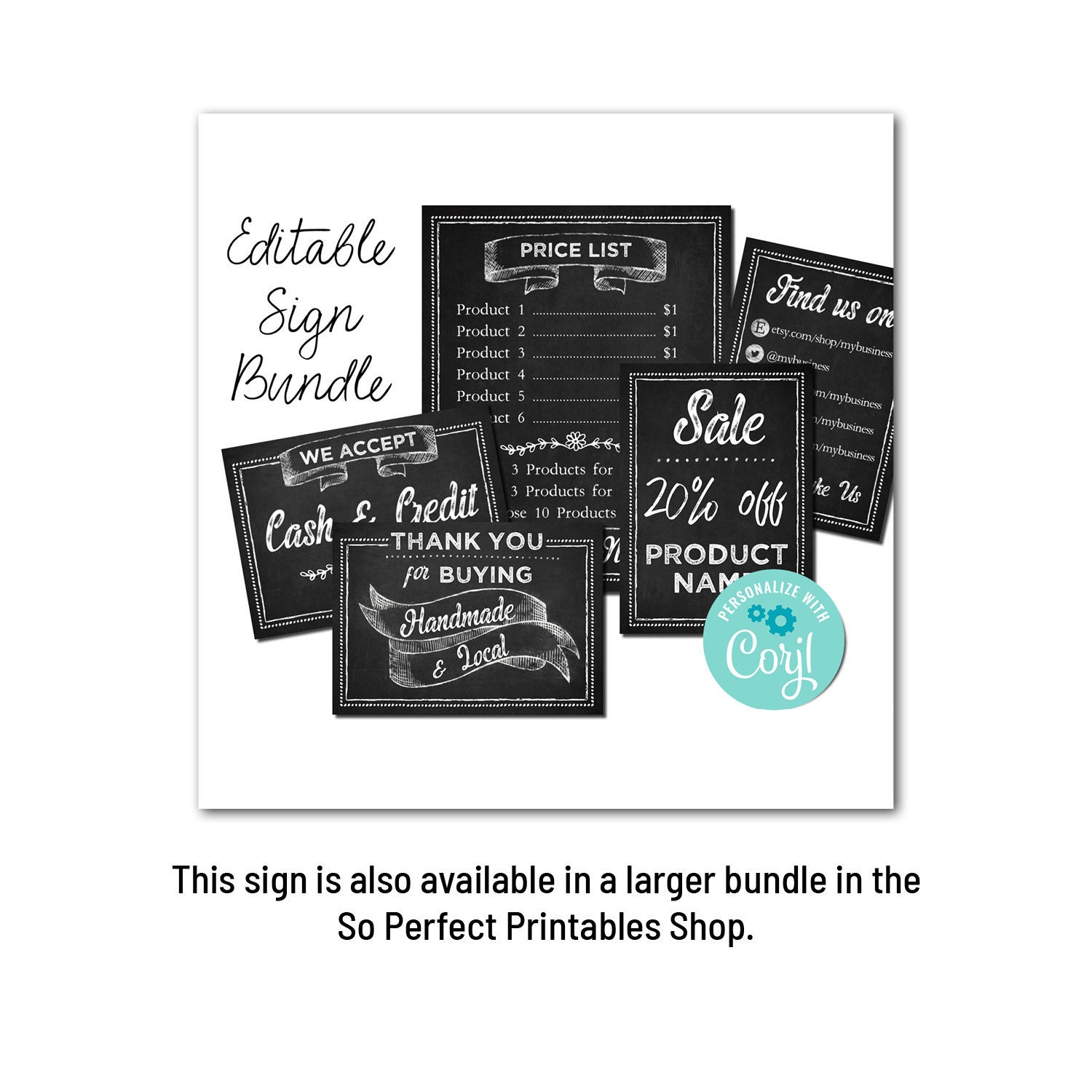 Editable Chalkboard Store Sign for Prices. Customize | Etsy