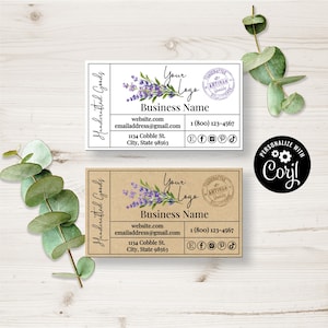Business Card Template, Garden Stamp Small Business Card, Kraft Design. Printable Business, Company Cards. Edit Online, Download + Print. image 1