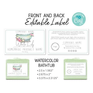 Ingredient Label Template, Front & Back Product Labels. Edit Online, Download, Print. Watercolor Bathtub Printable Labels for Jars and Soap.