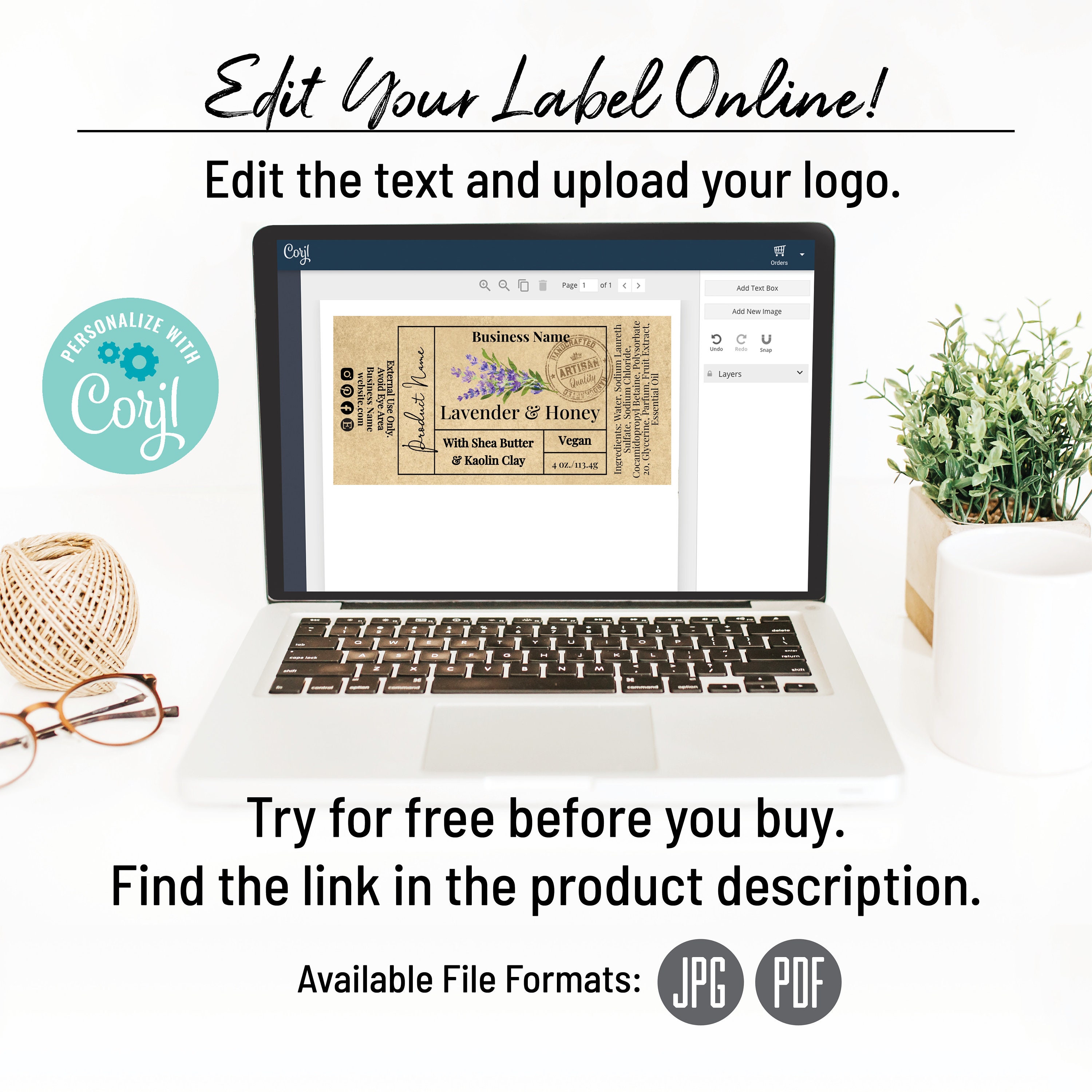 Wrap Around Product Labels. Editable Template Garden Stamp. | Etsy