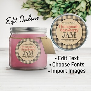 Jam Label Printable for Mason Jars, Homemade Jelly Product, Country ...