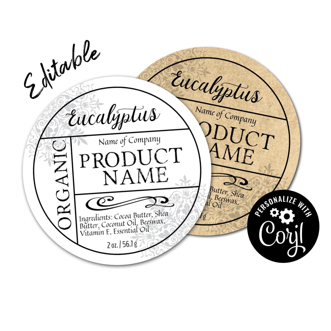 Product Sticker Format Editable Circle Label Template, Apothecary Custom Digital Product ...