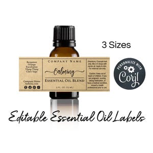 Essential Oil Bottle Label Template, Simply Natural. 10ml 15 ml Personalize Online. DIY Printable Amber Glass Bottle Editable Label Stickers