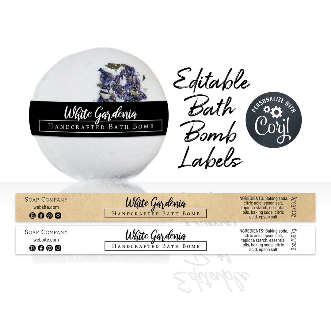 Editable Bath Bomb Label Template, Clean and Simple. Printable 2 & 3
