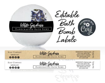 Editable Bath Bomb Label Template, Clean and Simple. Printable 2