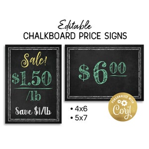 Modelo de lista de preços, placa de preço personalizada para pequenas empresas, 4x6" e 5x7". Placas de mesa para varejo, para feiras de produtores, feiras de arte e artesanato.