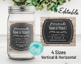 Chalkboard Farmhouse Product Label Template. Labels for Jars, Mason Jars, Canning, Wax Melts, Food, Stickers. Edit Online, Download & Print.