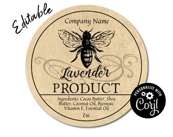 Apothecary Bee Round Label. Customizable Packaging. Edit Product Label Online. Download & Print. Labels for Jars, Candles, Soap Favors Gifts