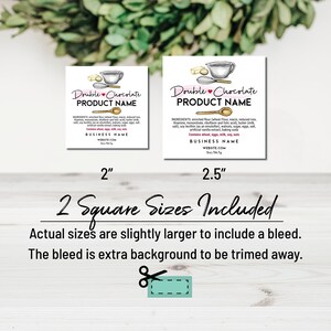 Ingredient Baking Label. Round + Square Labels for Food, Baking Boxes ...