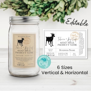 Product Label Template, Custom Goat Milk Label, Edit Online, Download, Print. Packaging Sticker Labels for Jars, Mason Jars. 2x3, 2x4, 2.5x4