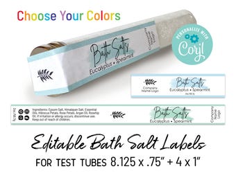 Editable Bath Salt Label Template, Painted Swash. Printable Labels for Test Tubes. Personalize Label Design Online. Download & Print.