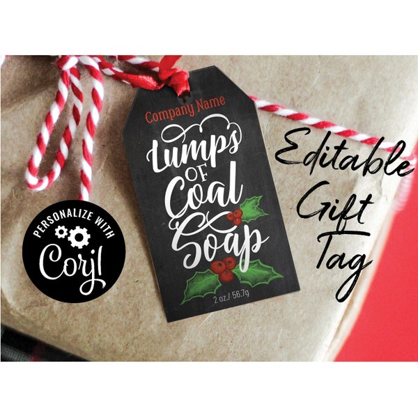 Lumps of Coal Soap Editable Gift Tag Template. Christmas Product Labels for Jars, Gifts. Personalized Soap Packaging. Edit Online, Download.