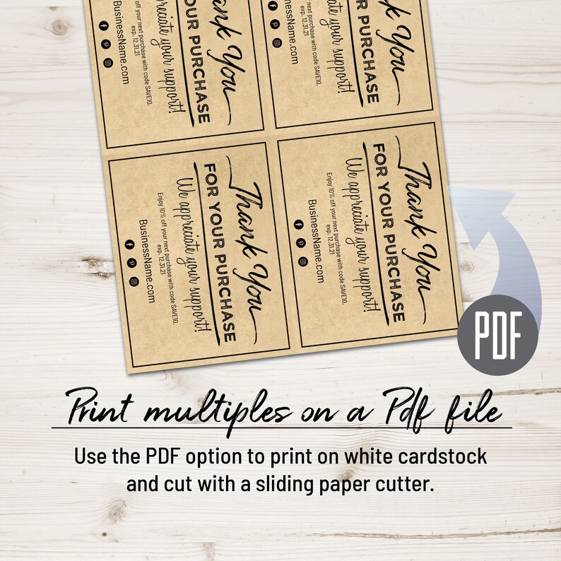 Editable Thank You for Your Purchase Order Insert Cards With - Etsy