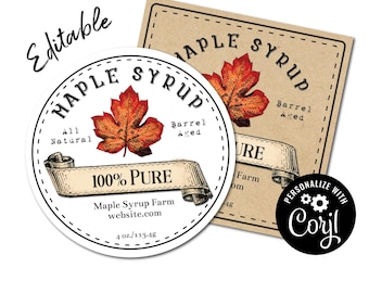 Maple Leaf Labels. Editable Circle Label. Customize Product Label Template Online. Download & Print. Round Leaf Labels for Jars, Candles.