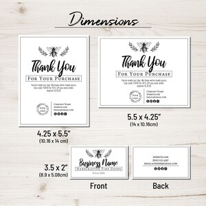 Thank You Order Insert Card and Business Card Template Set. Clean & Simple Kraft, Chalkboard Honey Bee Design. Edit Online, Download, Print. image 4