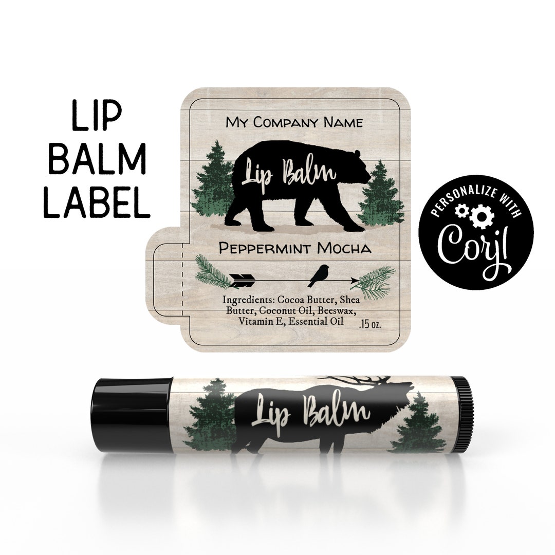 Editable Lip Balm Label Template - Silhouette Bear and Elk. Personalize ...