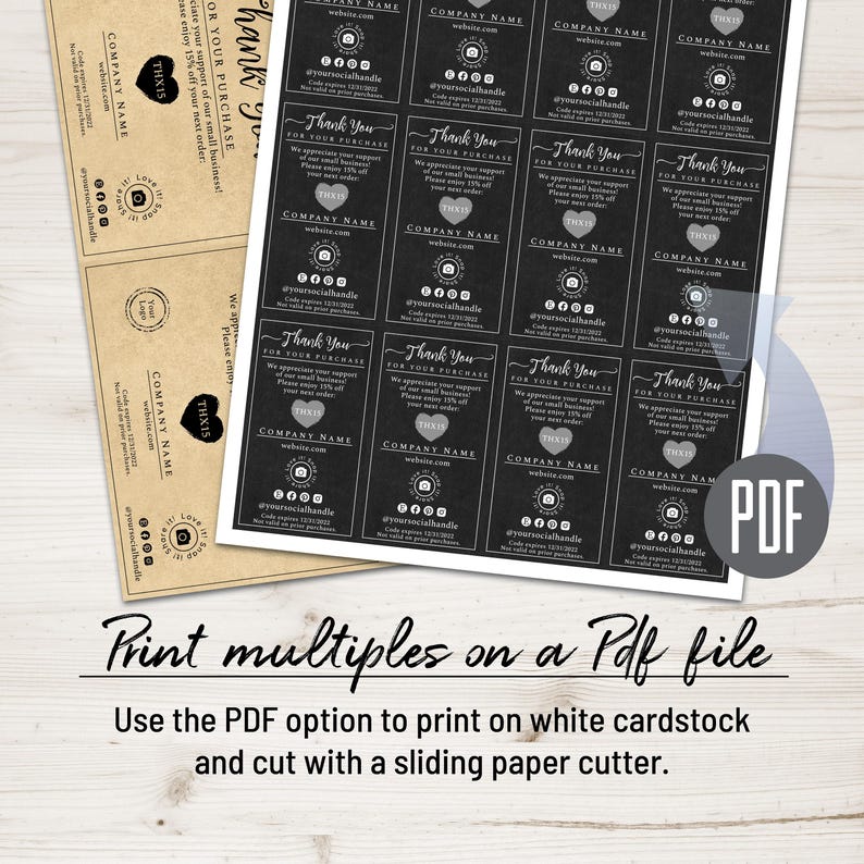 Business Thank You For Your Order Card Template. Postcard + Business Card Size. Personalized Purchase Insert Cards, Simply Natural Design. image 6