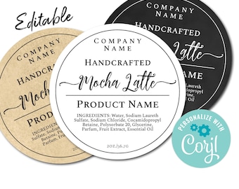 Editable Circle Label Template. Edit Online, Download & Print. Simply Natural Sticker Homemade Product Ingredient Labels for Jars, Candles.