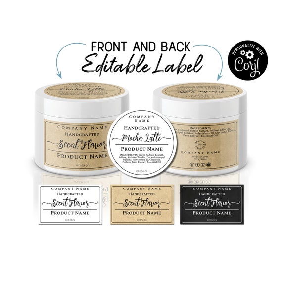 Small Jar Label Set Front & Back Round Label Template Etsy