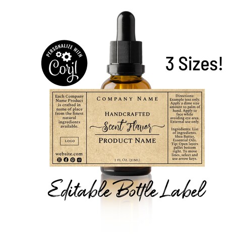 1oz Editable Dropper Bottle Label Template Printable 2 Oz - Etsy