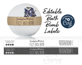 Natural & Sophisticated Editable Bath Bomb Label Template. Printable Bath Bomb Label Packaging. Personalize Design Online, Download, Print.