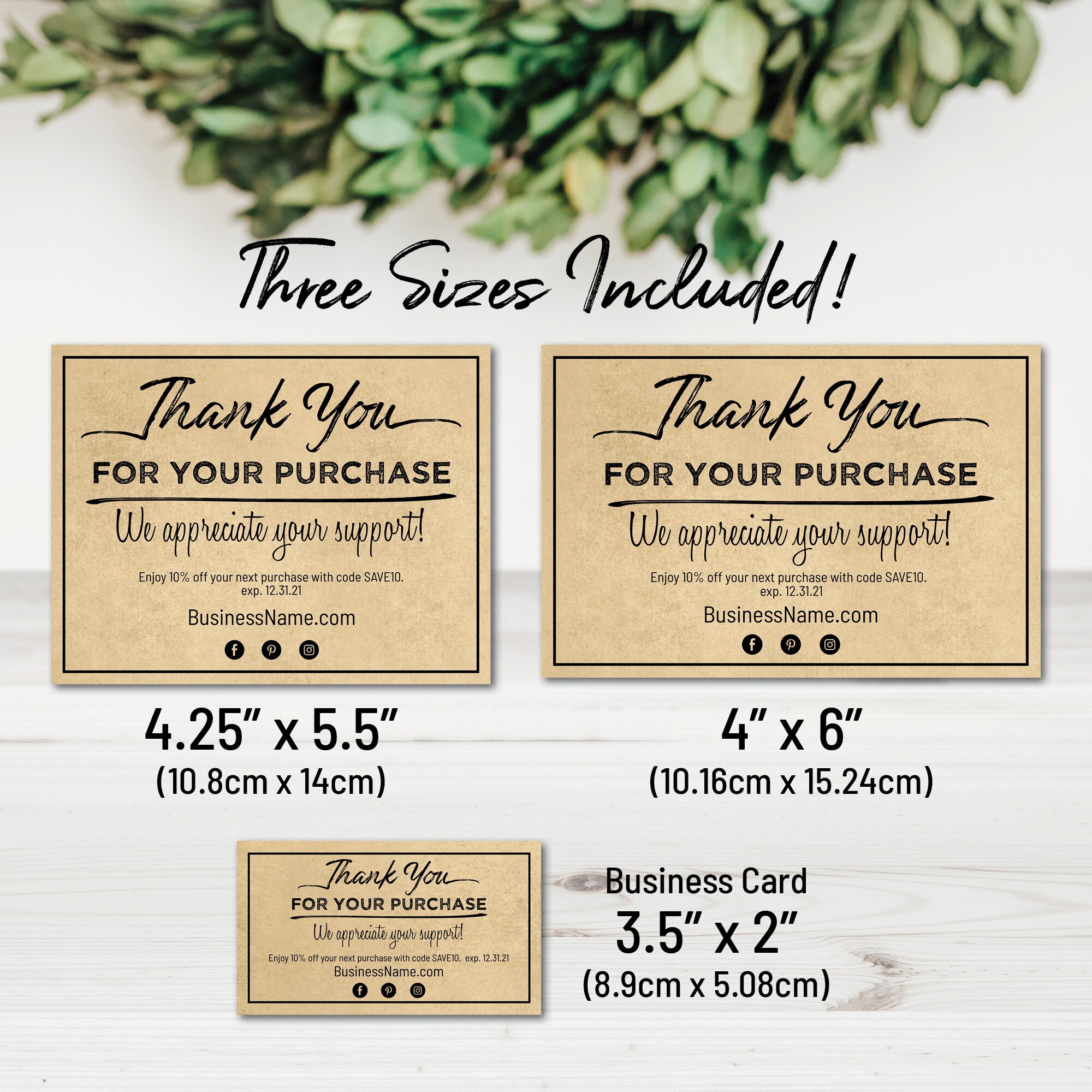 Editable Thank You for Your Purchase Order Insert Cards With - Etsy