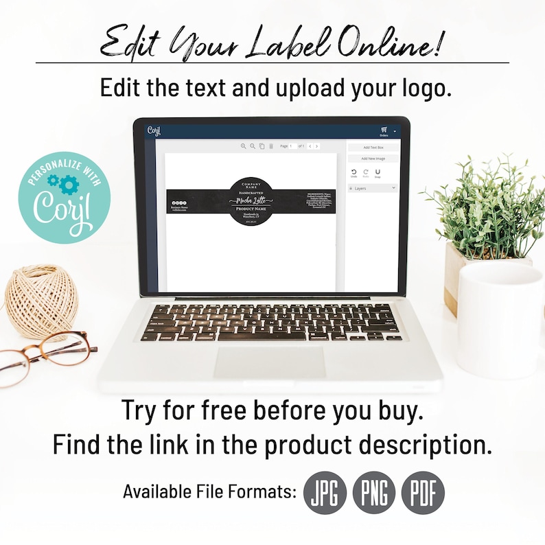 Wrap Around Labels for Soap, Candles, Jars, Bottles. Editable Template. Personalize Online, Download and Print. OL1103 Sticker. Soap Labels. image 2