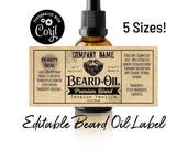 Beard Oil Bottle Label Template. Customize w/ Corjl Online. Download & Print. Editable Printable Oil Bottle Label. Five Sizes Fit 1-2 Ounces