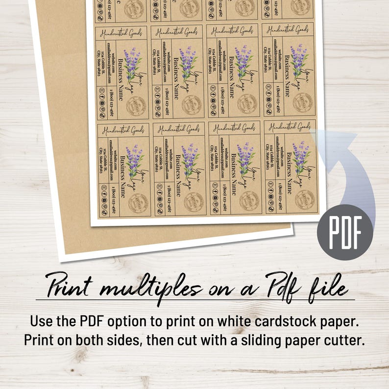 Business Card Template, Garden Stamp Small Business Card, Kraft Design. Printable Business, Company Cards. Edit Online, Download + Print. image 5