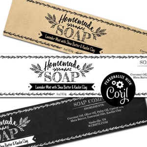 Soap Label Template Hand, Hand Drawn Design. Custom Printable Soap Label. Horizontal Cigar Band Soap Packaging. Edit, Download & Print. DS10