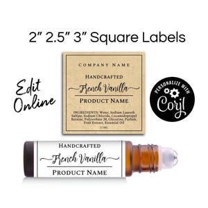 Square Product Label Template, Simply Natural. Edit Online, Download & Print. Custom Ingredient Labels for Roller Bottles, Candles, Boxes.