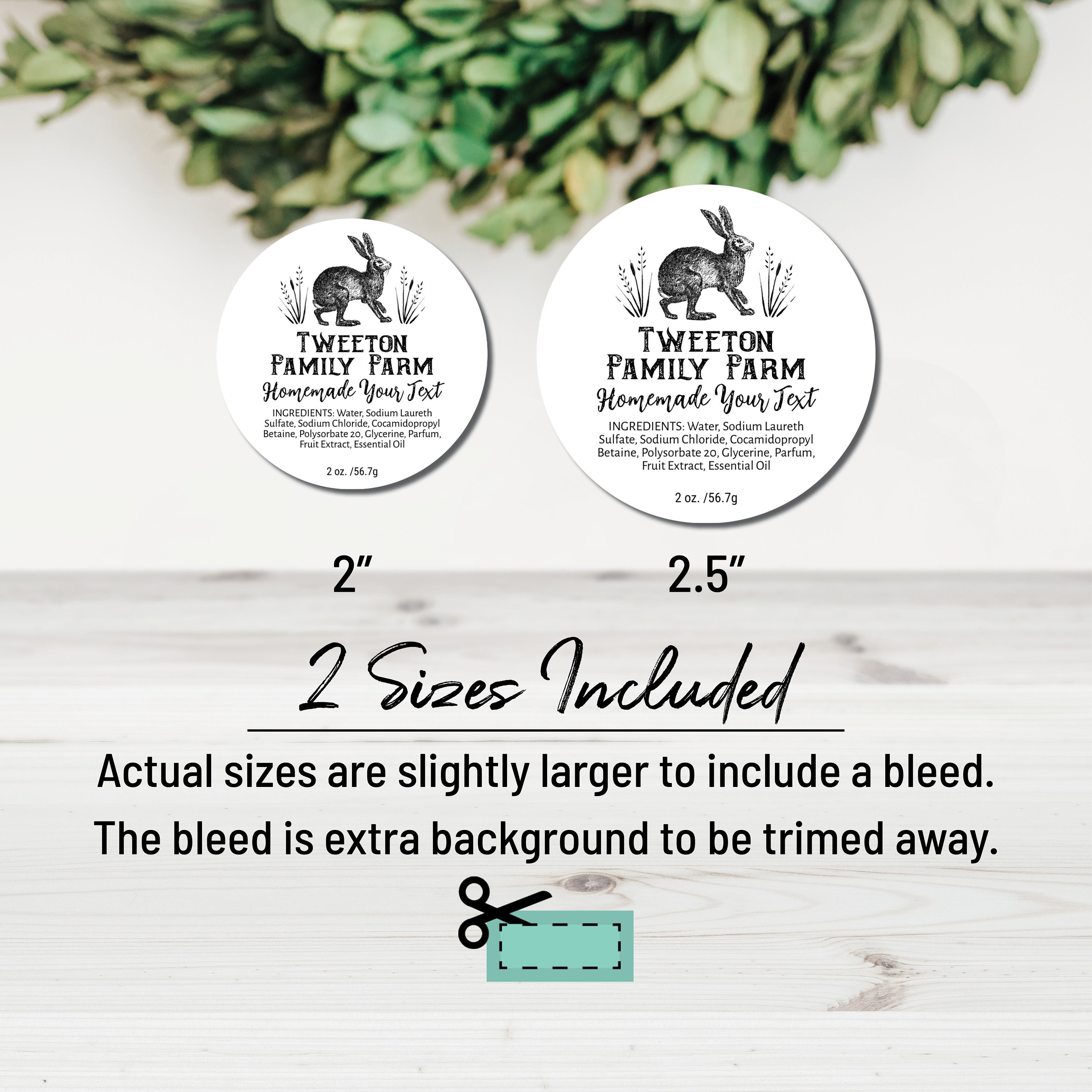 Vintage Bunny Rabbit Round Label. Edit Product Label Template Etsy