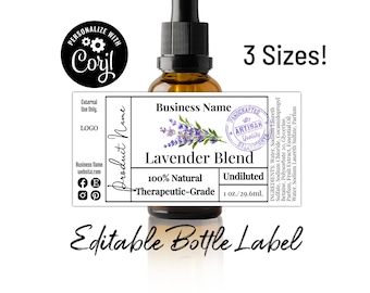 Editable Dropper Spray Bottle Label Template, Garden Stamp. For Room Sprays, Essential Oils, Tinctures and Serums. Download, Print. 1-4 Oz.