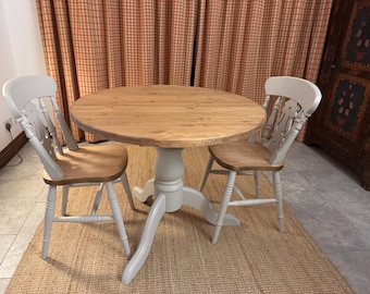 Buy 90cm Round Leg Pedestal Farmhouse Dining Table (chairs Not