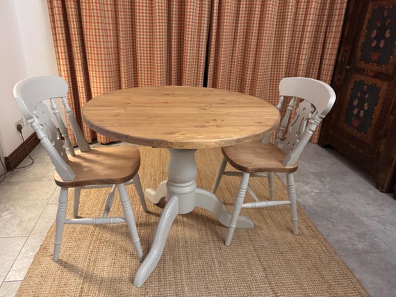 90cm Round 3 Leg Pedestal Farmhouse Dining Table Etsy