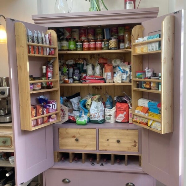 Narrow 3.5ft (105cm) bespoke handmade and painted kitchen larder/storage unit