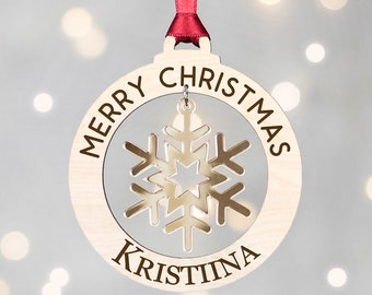 Personalized Snowflake Christmas tree ornament