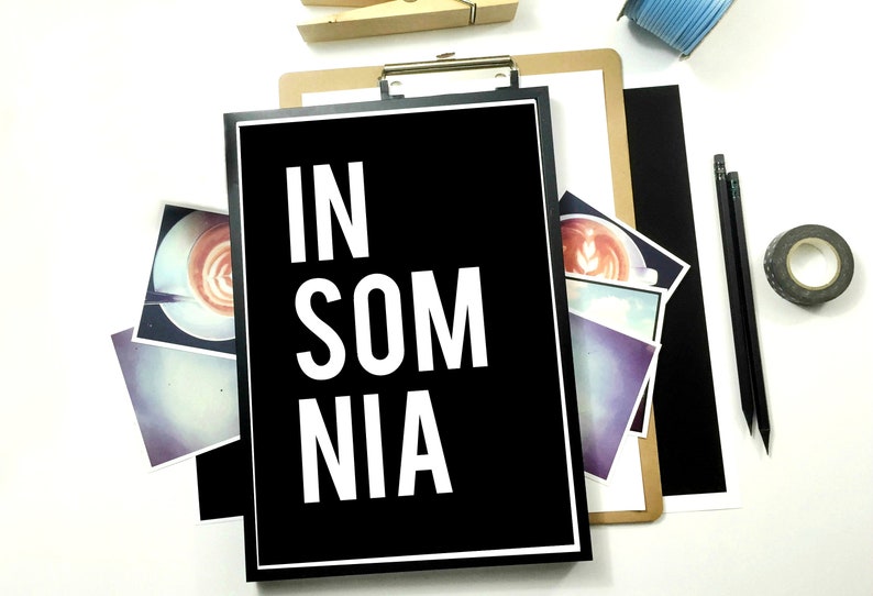 Insomnia Black Print Insomnia Poster Typography Poster | Etsy